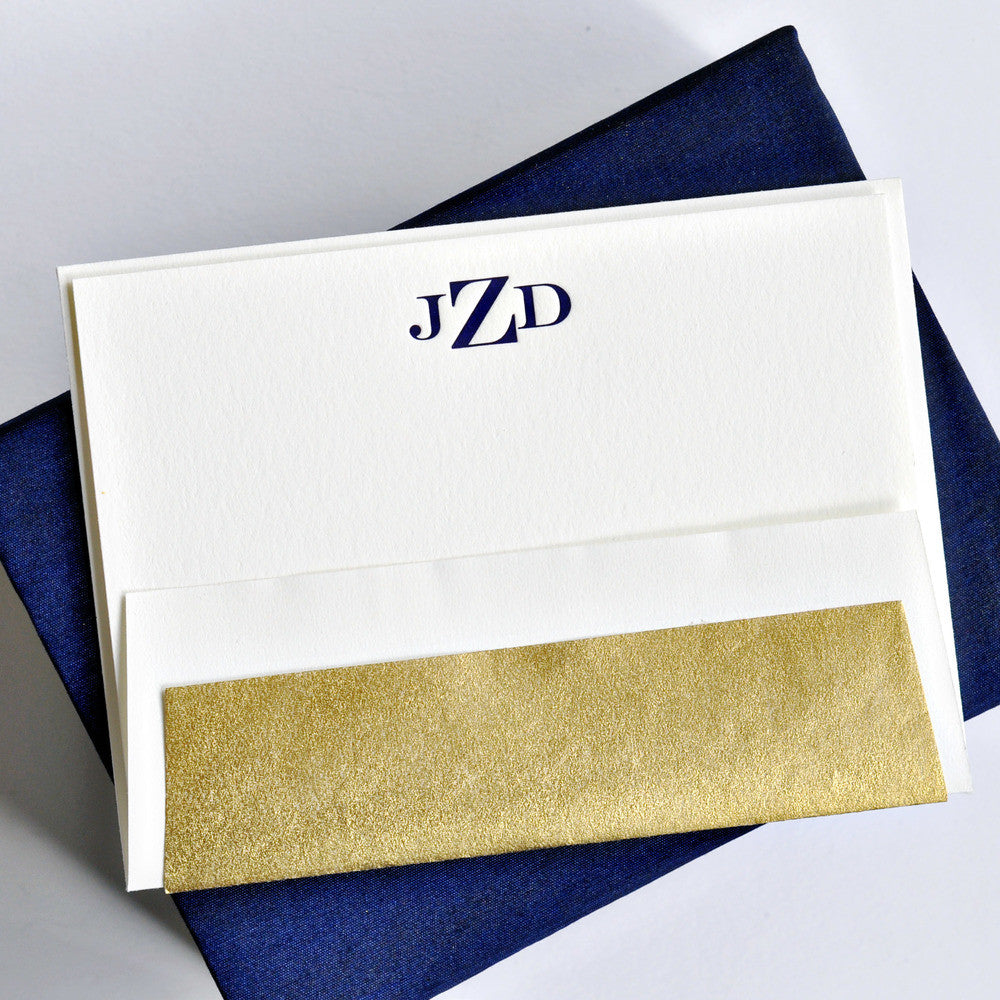 Petite Silk Stationery Box - Navy
