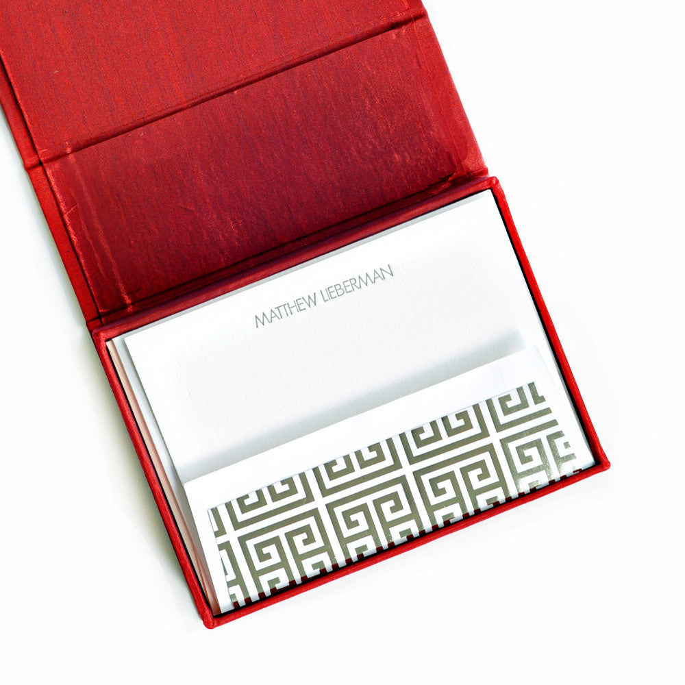 Petite Silk Stationery Box - Red