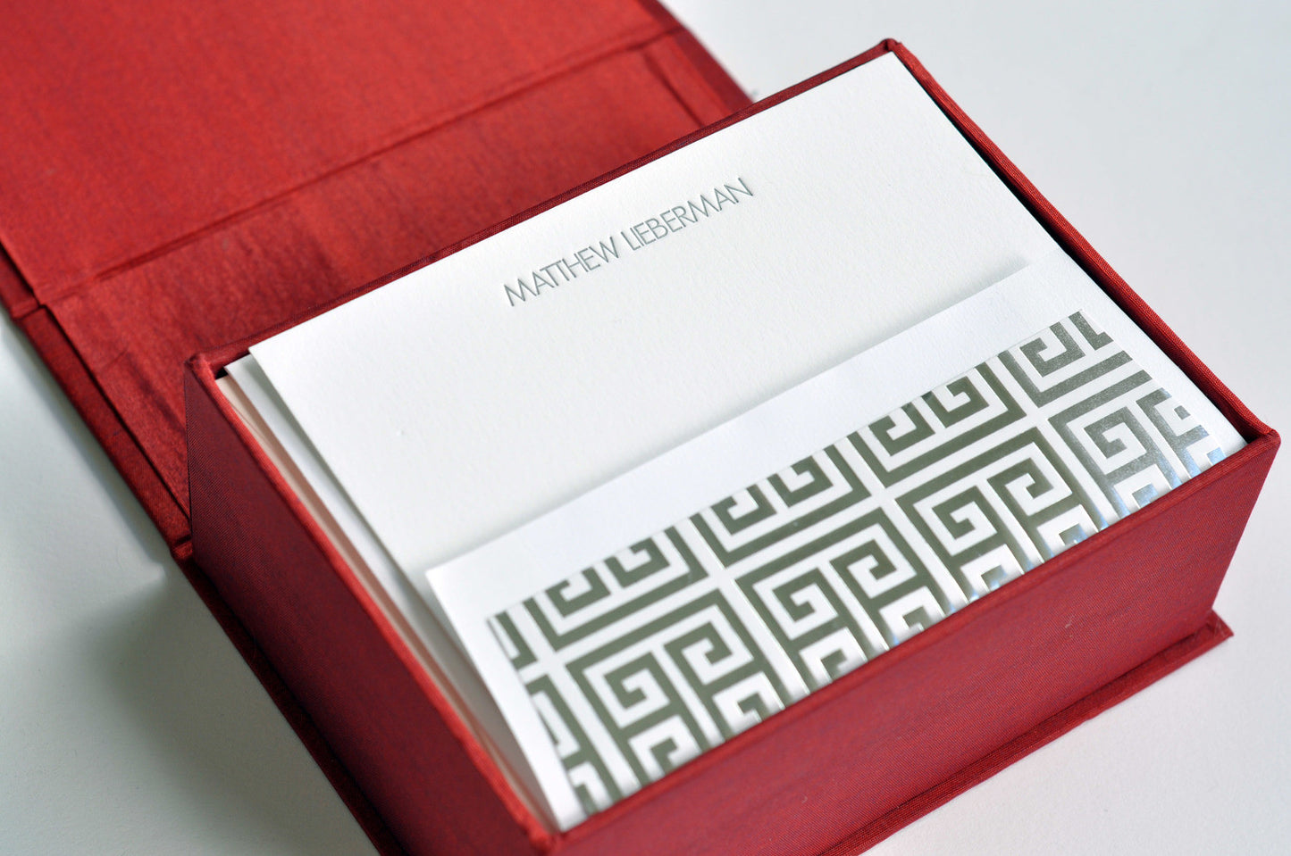 Petite Silk Stationery Box - Red
