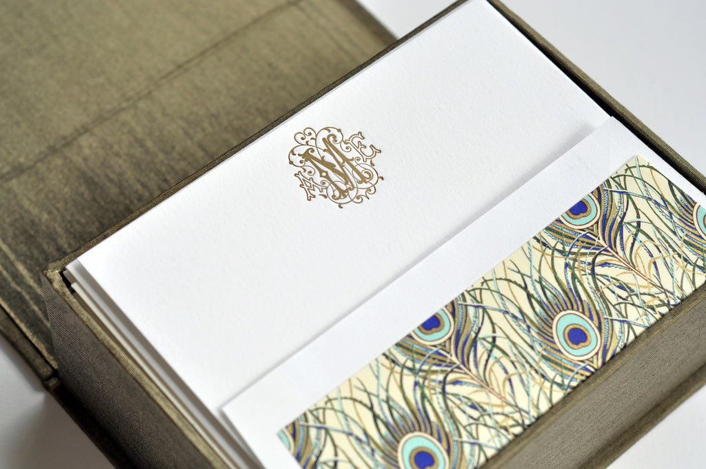 Petite Silk Stationery Box - Olive