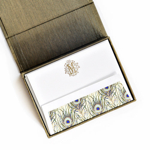 Petite Silk Stationery Box - Olive