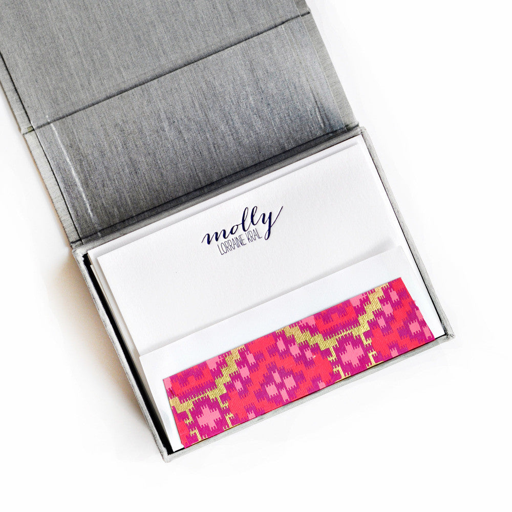 Petite Silk Stationery Box - Silver