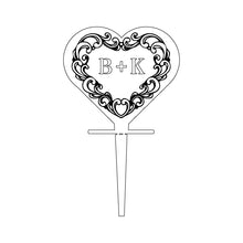Load image into Gallery viewer, Ornate Heart Cupcake Topper
