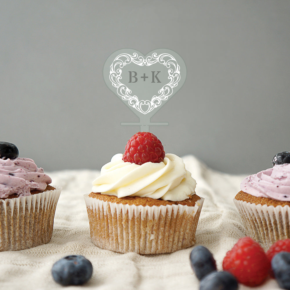 Ornate Heart Cupcake Topper
