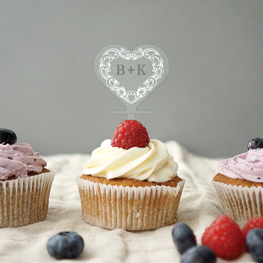 Ornate Heart Cupcake Topper