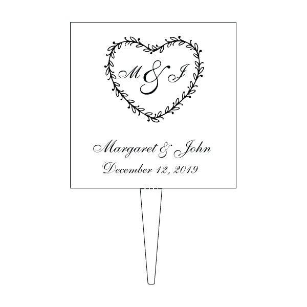 Personalized Ornate Heart Wedding Cake Topper