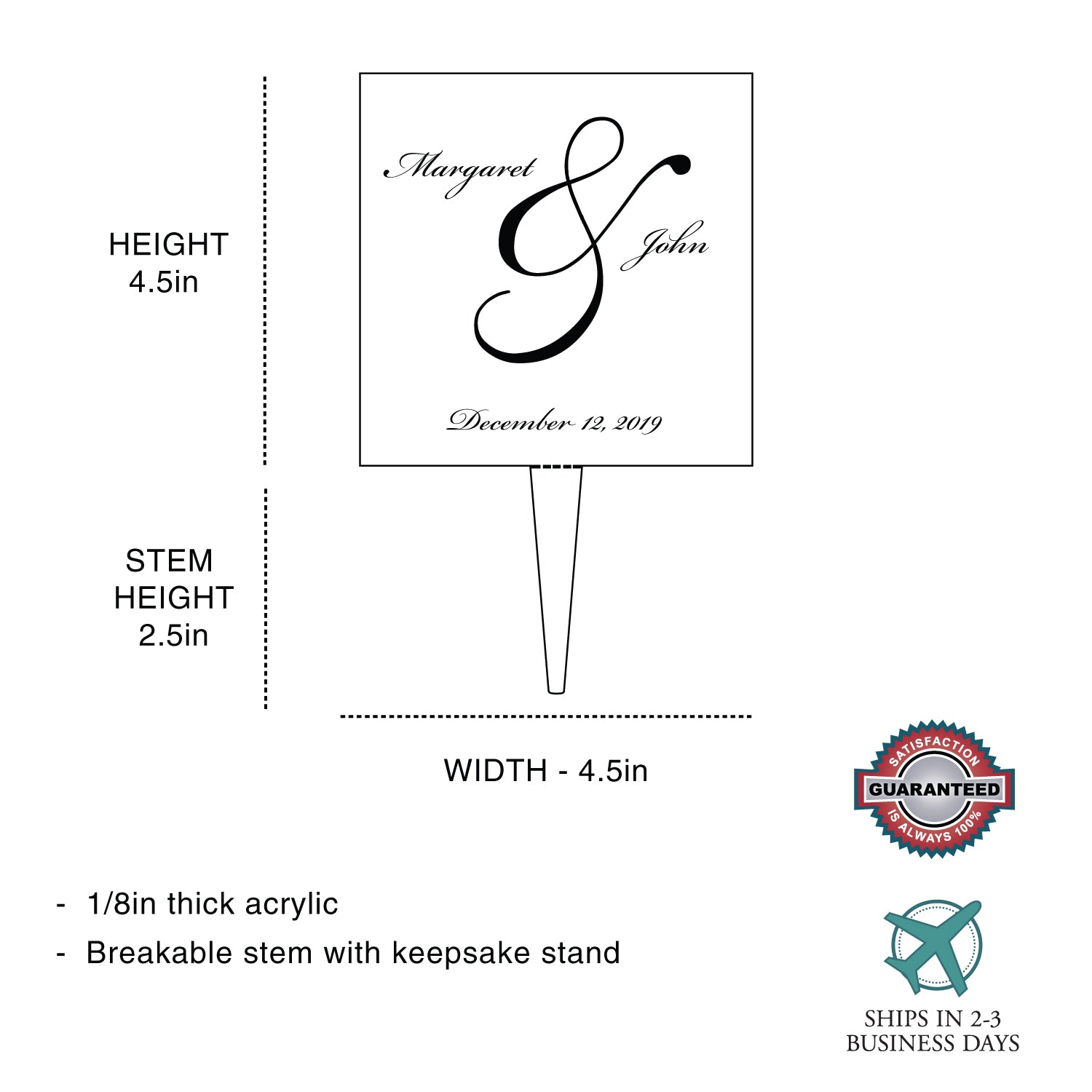 Personalized Script Names Wedding Cake Topper
