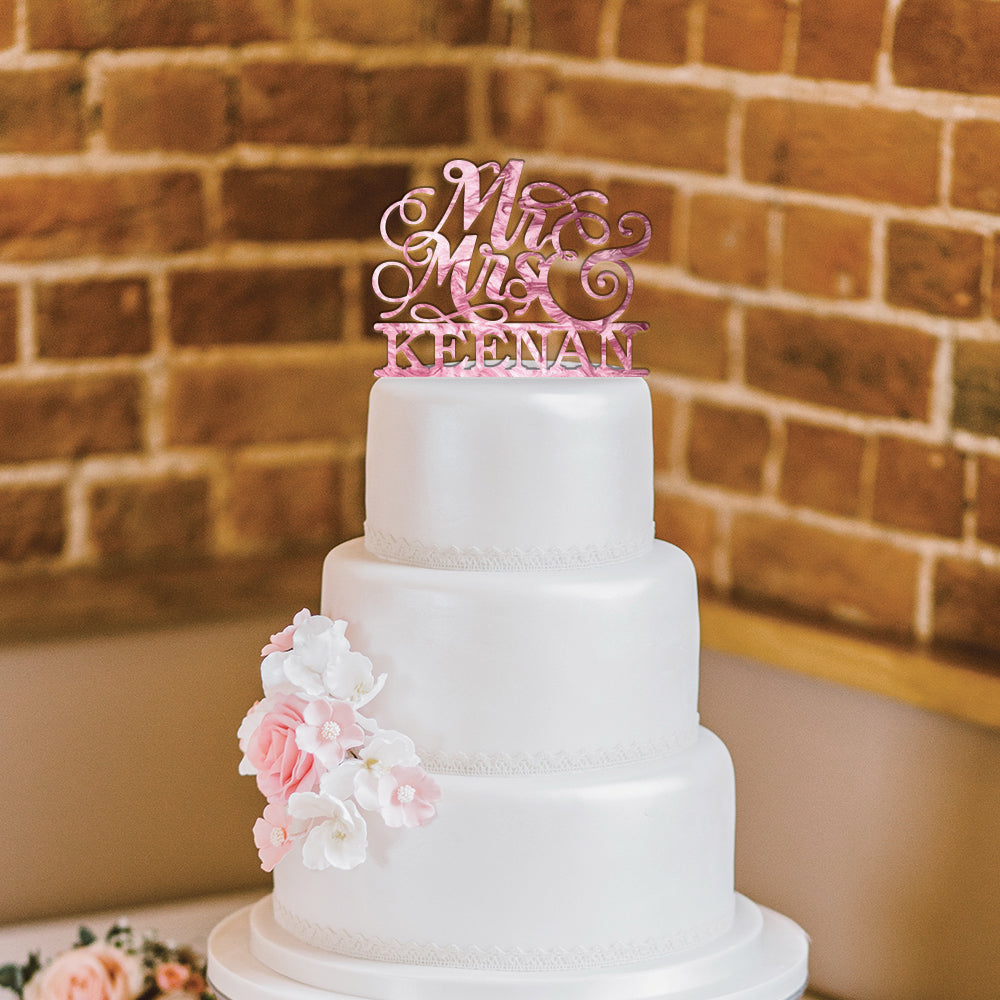 Personalized Script Mr & Mrs Wedding Cake Topper