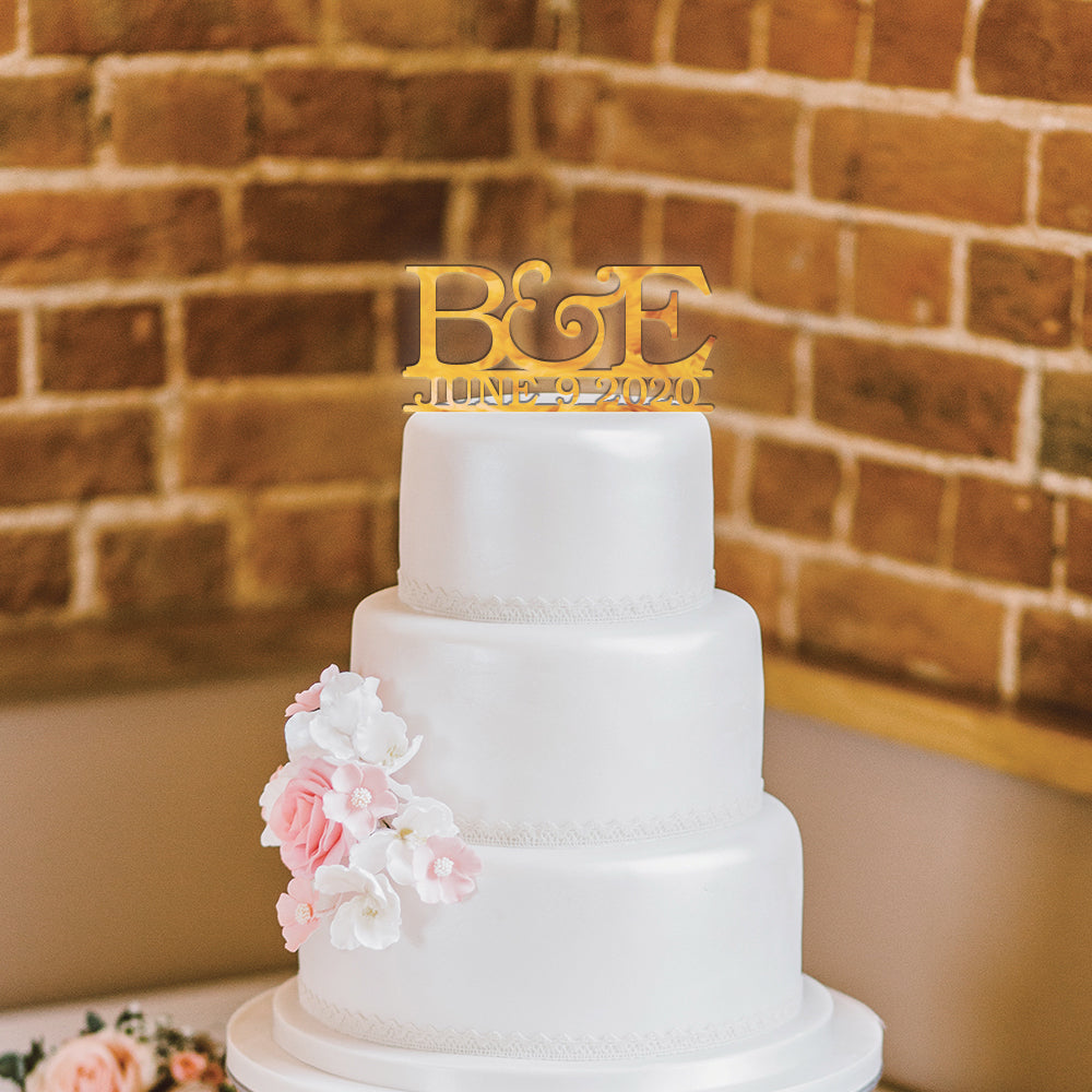 Personalized Initial and Date Wedding Cake Topper