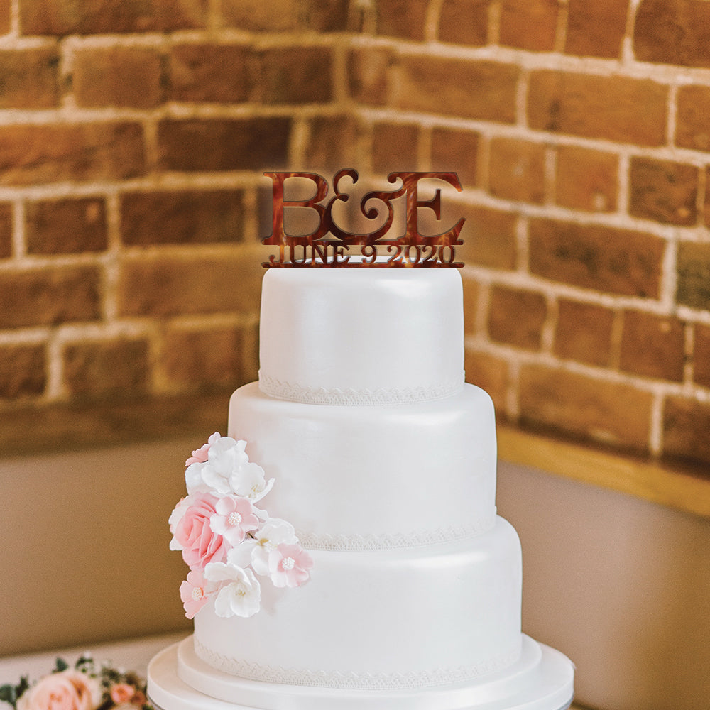 Personalized Initial and Date Wedding Cake Topper