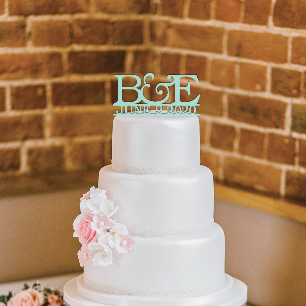 Personalized Initial and Date Wedding Cake Topper