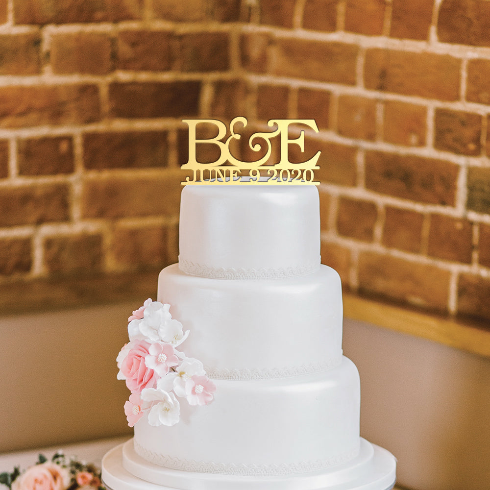 Personalized Initial and Date Wedding Cake Topper