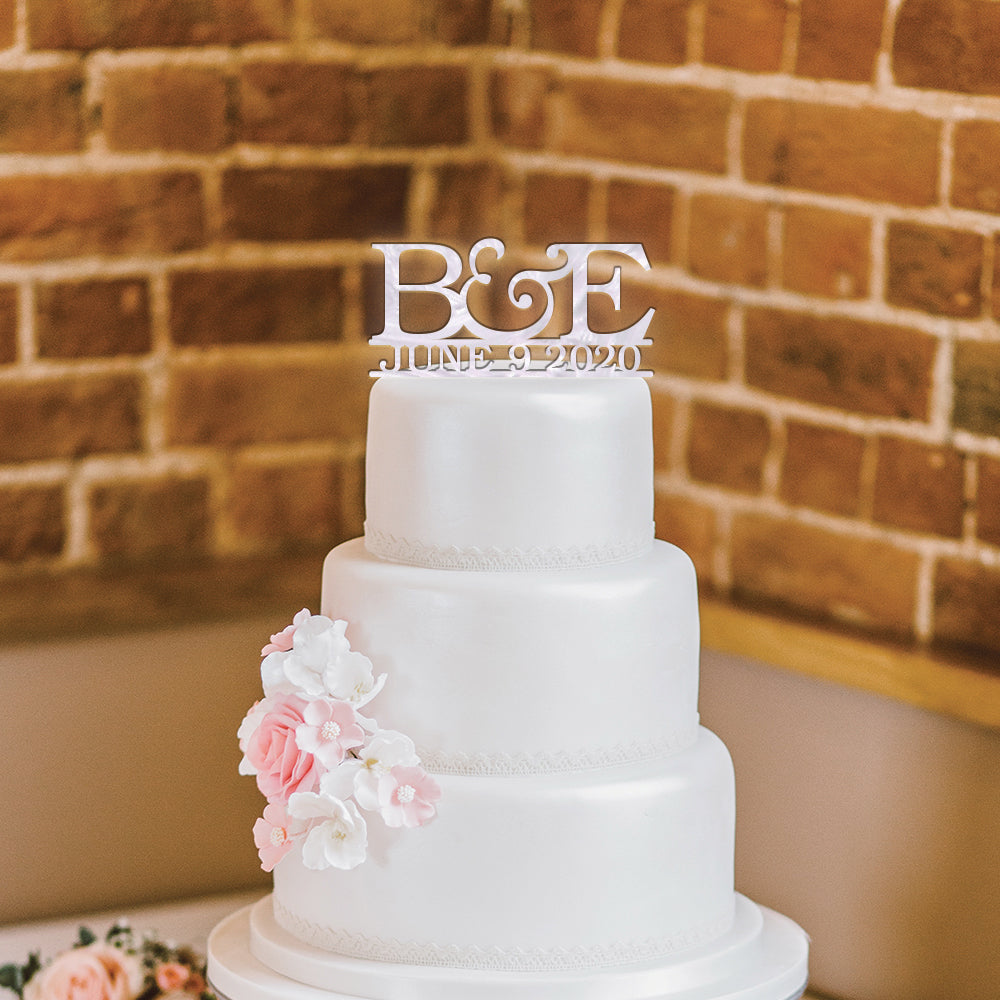 Personalized Initial and Date Wedding Cake Topper