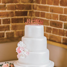 Load image into Gallery viewer, Personalized Mr &amp; Mrs Heart Wedding Cake Topper
