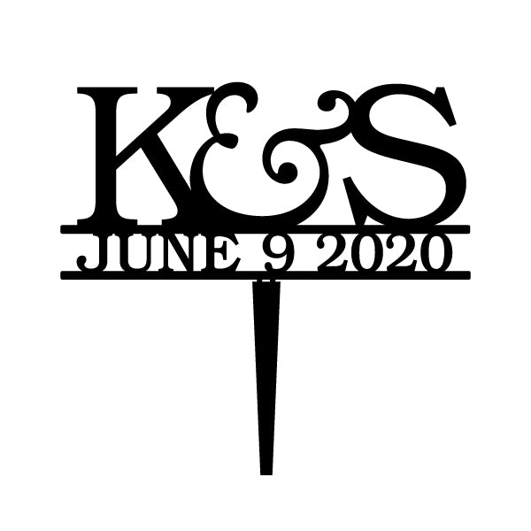 Initial and Date Wedding Cupcake Topper